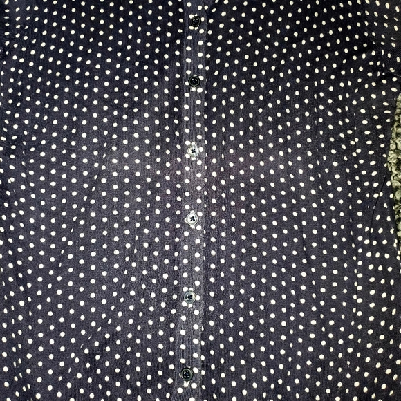 LOFT Blue & White Poka Dot Button up - Picture 6 of 12